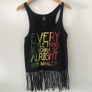 🌹Bob Marley Fringe Black Tank Top